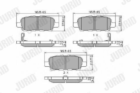 JURID NISSAN Тормозные колодки задние Qashqai, Teana, Tiida, Murano  X-TRAIL 06/01-