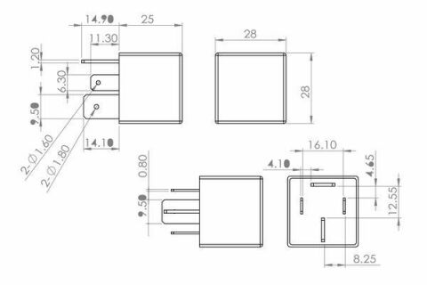 Реле 12V 30A (4-конт)