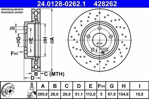 Диск тормозной (передний) MB A-class (W176)/B-class (W246/W242) 11- (295x28)(с покр)(вент)(с отверс)