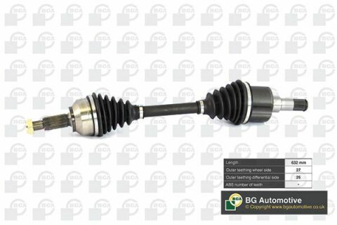 Піввісь Ford Mondeo 00-07 1.8-3.0 (27/26) 632mm Л.