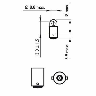 Автолампа Philips 12V 2W BA9S T8,5x21,5