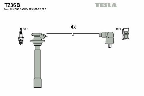 Кабель запалювання к-кт TESLA Kia 00- 1,4