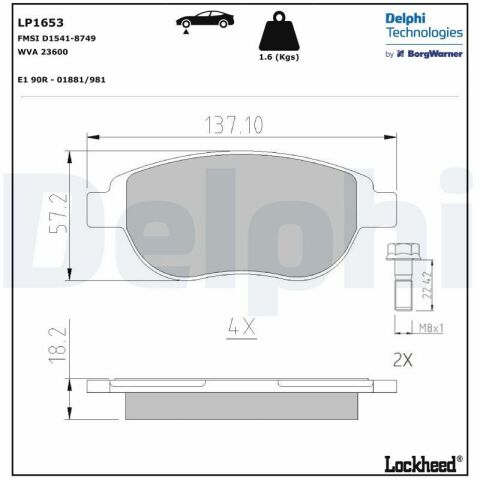 Колодки гальмівні (передні) Citroen Berlingo 00-11/C4 04-/Peugeot 207/307 02- (Bosch)