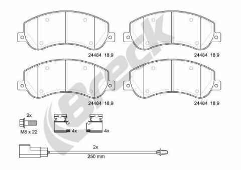 Колодки гальмівні (передні) Ford Transit 2.2-2.4TDCi 06-14 (з датчиками)