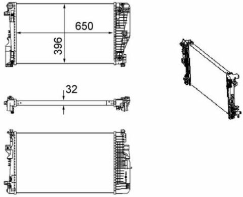 Радиатор охлаждения MB Vito (W639) 03-(-/+AC, АКПП) (650x388x32mm)