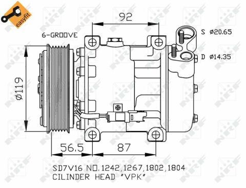 Компрессор кондиционера Citroen C4/C5/Berlingo/Peugeot 308/406/508/Partner 1.6-2.0 98-