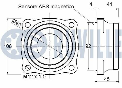 RUVILLE BMW Подшипник задн.ступицы с ABS 5 F10,6,7 F01 08-