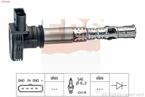 EPS VW Катушка зажигания Golf V, Passat, Touran, AUDI A3/4/5/6 2,0  SKODA Octavia 2,0