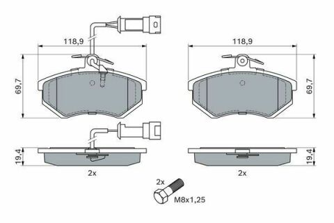 Колодки тормозные (передние) Audi 80/100-90 (с датчиком)