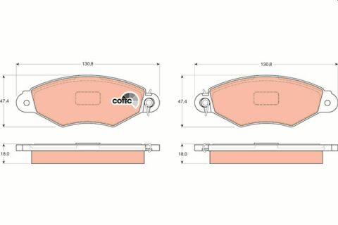 Тормозные колодки передние Renault Kangoo + Nissan Kubistar 97->08