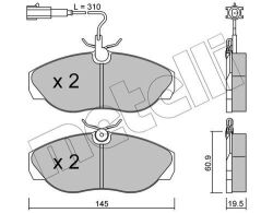 Колодки гальмівні (передні) Citroen Jumper/Fiat Ducato/Peugeot Boxer 94-02 (+датчики L=310mm)