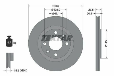 Диск тормозной (передний) Citroen Berlingo/Peugeot Partner 96- (266x20.4) PRO