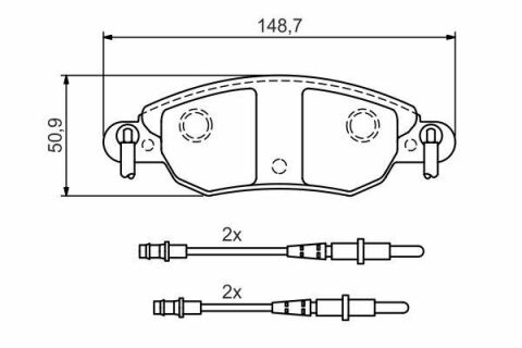 Тормозные колодки (передние) Citroen C5 I/II 01-08 (Bosch) (с датчиком)