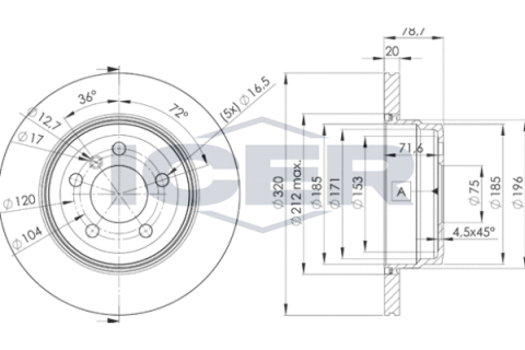 Диск гальмівний (задній) BMW X5 (E70) 06-13/X6 (E71/E72) 07-14 (320x20) (з покриттям) (вентильований) Диск гальмівний (задній) BMW X5 (E70) 06-13/X6 (E71/E72) 07-14 (320x20) (з покриттям) (вентильований)
