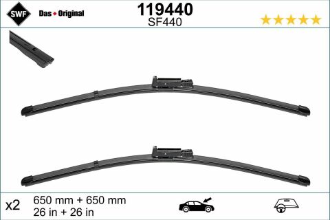 Щетки стеклоочистителя бескаркасные (650/650mm) Seat Altea 04-/XL 06-/Toledo III 04-09