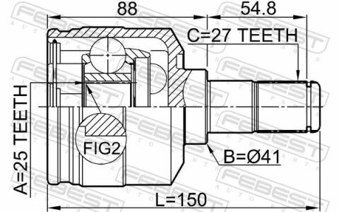 ШРКШ (ШРУС) внутренний 25x41x27 TUCSON 2.0 04-Л.