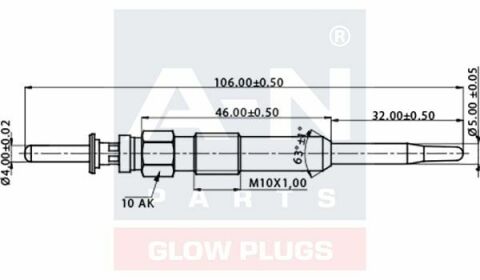 Свеча накаливания (двойная спираль) 5V 2,0/3,0d: E46/90, E60, E65, E83 BMW