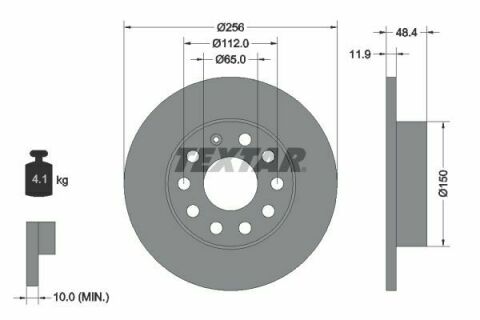 Диск тормозной (задний) VW Caddy III 04- (256x11.9) PRO