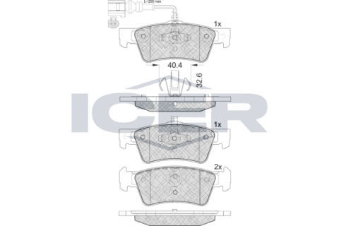 Колодки тормозные (задние) VW Touareg 03-10 (+датчики L=250mm)