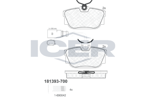 Тормозные колодки (задние) Ford Galaxy 00-06/Seat Alhambra 97-10/VW T4 90-03/Sharan 95-10 (+датчики)