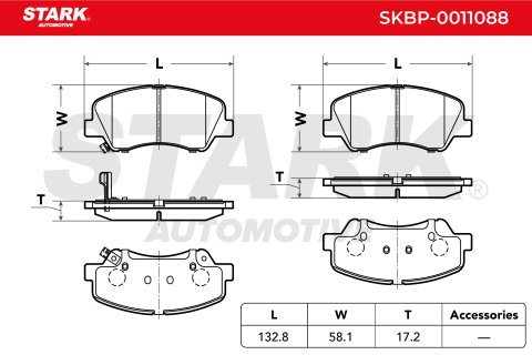 Комплект гальмівних накладок, дискове гальмо