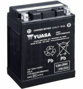 МОТО Yuasa 12V 12,6Ah High Performance MF VRLA Battery AGM YTX14AH-BS(сухозаряженный)