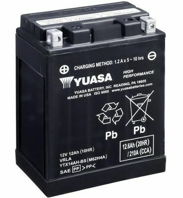 МОТО Yuasa 12V 12,6Ah High Performance MF VRLA Battery AGM  YTX14AH-BS(сухозаряжений)