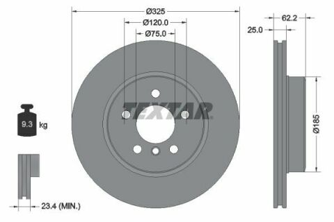 Диск тормозной (передний) BMW X3 (E83) 03-11 (325x25) PRO+