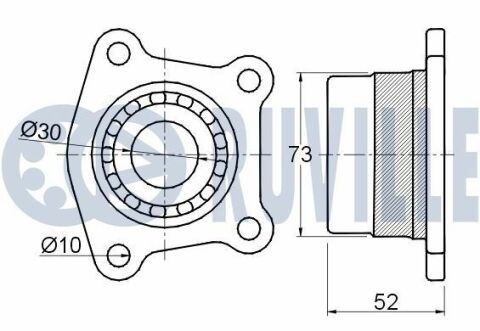 RUVILLE TOYOTA Підшипник задньої маточини CARINA E 1.6, 1.8, 2.0 /AT190, AT191, CT190/ без ABS