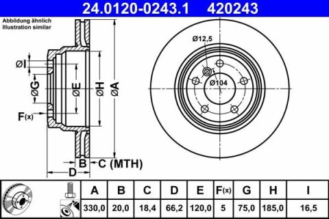 Диск тормозной (задний) BMW 3 (F30/F31)/4 (F32/F36) 11-(330x20) (с покрытием) (вент.)