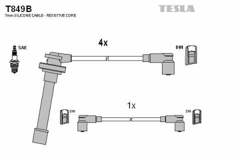 Кабель зажигания к-кт TESLA Nissan Primera P10,P11, Sunny 90-02