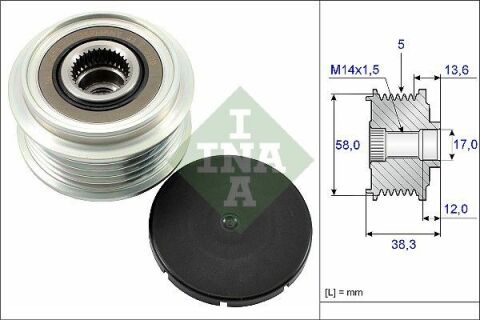 Шків генератора Toyota Avensis/Corolla 2.0D 99- (5PK)