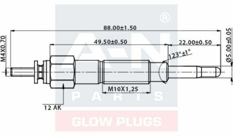 Свеча накала (двойная спираль) 6.5V 1-2-3 цилиндр L=84.5mm Patrol GR I,II 2.8TD 88- NISSAN