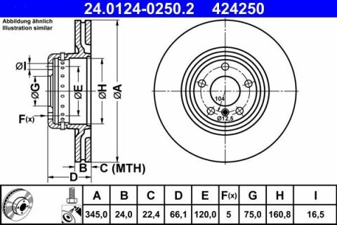 Диск гальмівний (задній) BMW 1 (F20/F21)/3 (F30/F31)/4 (F32/F36) 11- (345x24) B37/N13/N47/N55