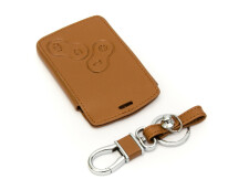 Шкіряний чохол на ключ-карту (коричневий), на 4 кнопки Renault Logan / Renault Clio / Renault Megane / Renault Scenic