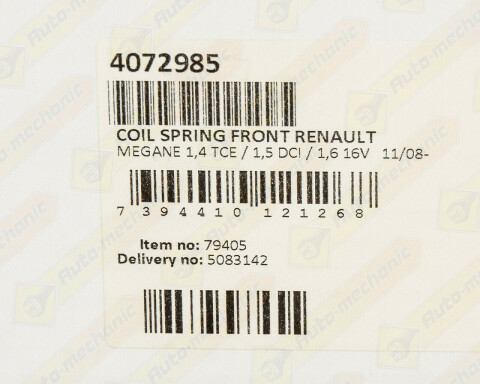 Пружина (передняя) Renault Megane III 1.2TCe/1.4TCe/1.5dCi/1.6 16V/BiFuel 08- (унив./накл.зад.ч)