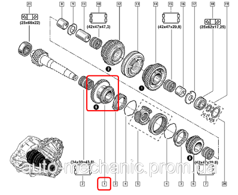 Шестерня КПП Renault Master III 10- (6 передача) (z=28)