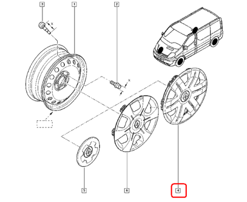Колпак диска колесного Renault Trafic/Opel Vivaro 01- (R16")