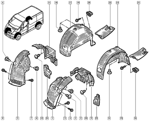 Бризковик (передній) (R) Renault Trafic 01-