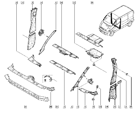 Пластикова оббивка салону - панель стійки, під ремінь безпеки (нижня, ліва) Renault Trafic II + Opel Vivaro A 01->14 (Passenger)