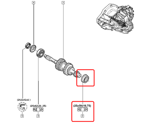 Подшипник КПП Renault Trafic (25x54/59x19)