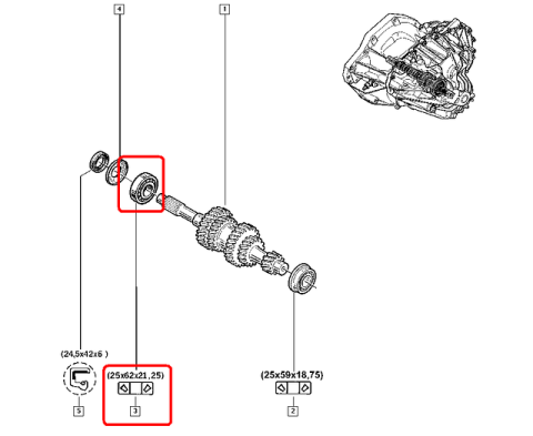 Подшипник КПП Renault Trafic/Opel Vivaro (25x62x21.25)