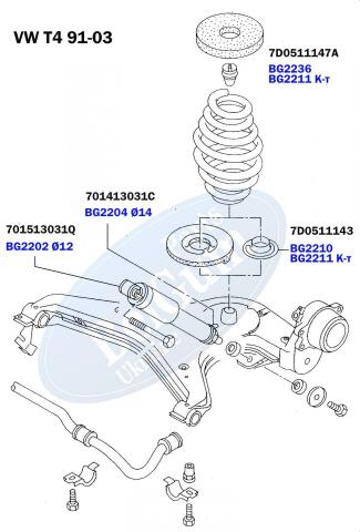 Проставка пружины (задняя/верхняя) VW Т4 91-03