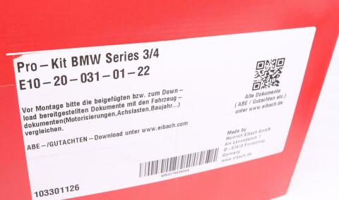 Комплект пружин (Pro-Kit) BMW 3 (F30/F80)/4 (F32) 11-(4 шт.) (наг передней оси 965 кг) (не Xdive)