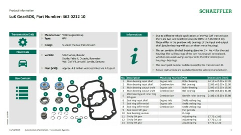 Ремкомплект КПП Skoda Octavia/VW Golf VII 12- (0AF) MQ200, 5-ступ. МКПП