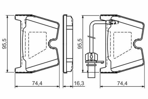 Колодки гальмівні (передні) Audi A4/A5/A6/VW Phaeton 02-17 (Brembo) (з датчиком) (95.5x74.4x16.3)