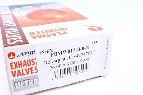 Клапан (впуск/випуск) BMW 3(E46)/5(E60)/6(E63) 2.0D 16V/2.5D 24V 99-10 (26x6x99.9) (азотування) Клапан (впуск/випуск) BMW 3(E46)/5(E60)/6(E63) 2.0D 16V/2.5D 24V 99-10 (26x6x99.9) (азотування)