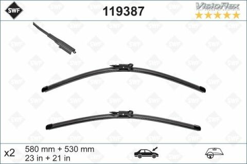 Щетки стеклоочистителя (580/530мм) Smart ForTwo 07-