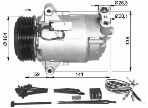 Компрессор кондиционера Opel Astra H 1.9CDTI 04-10/Zafira 05-15