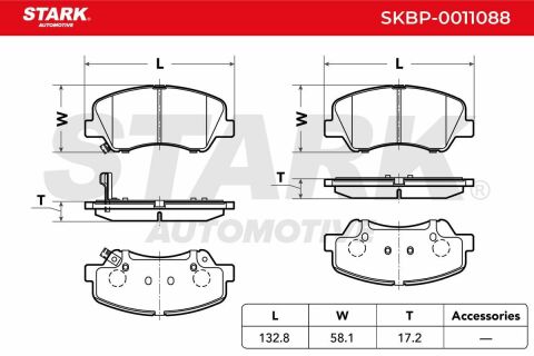 Комплект гальмівних накладок, дискове гальмо